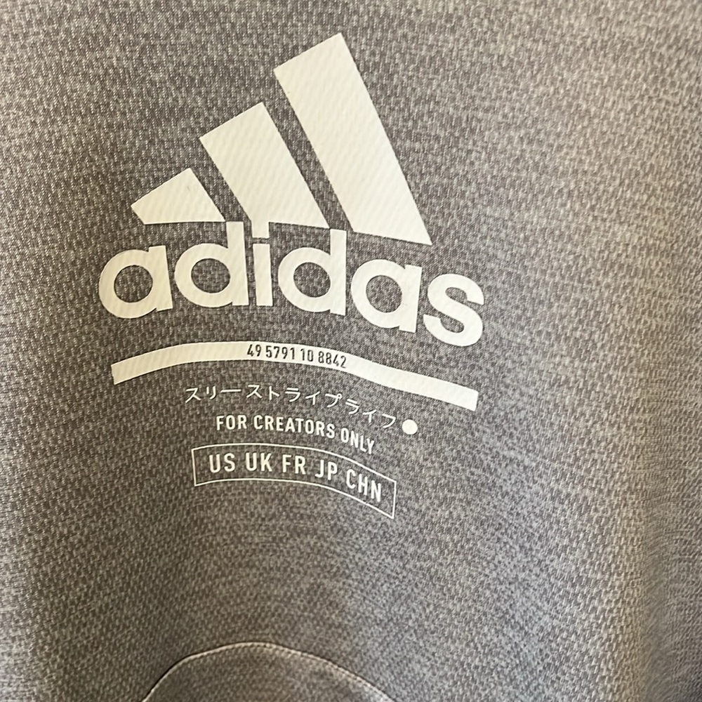 Adidas Men'sGray Hoodie Sweatshirt Logo for Creators Kangaroo Pocket Size Medium - Picture 2 of 7